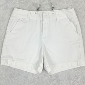Merona Womens Shorts Fit 1‎ Chino Casual White Mid Rise 5" Inseam 2
